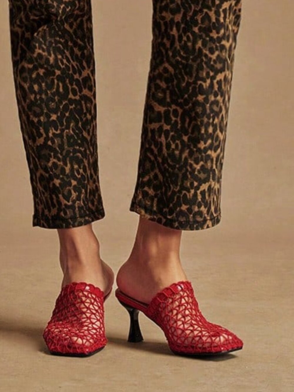 Red Elegant Women's Hollow-Out Design Slip-On High Heel Sandals Shoes - Picture 7 of 7